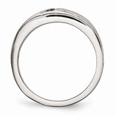 Sophia Jewelers Polished Stainless Steel Wedding Band with Synthetic CZ Elegance